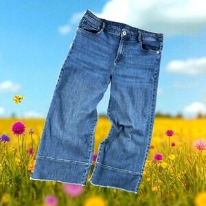 J Jill Jeans Women 12 (32) High Rise Full Crop Baggy Stretch Florence Wash Denim